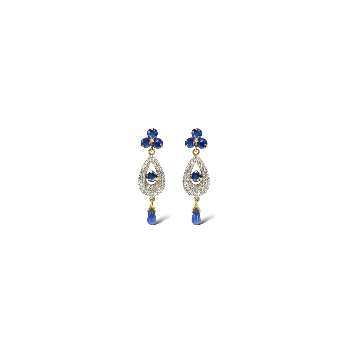 Blue Sapphire & Diamond Drop Earrings