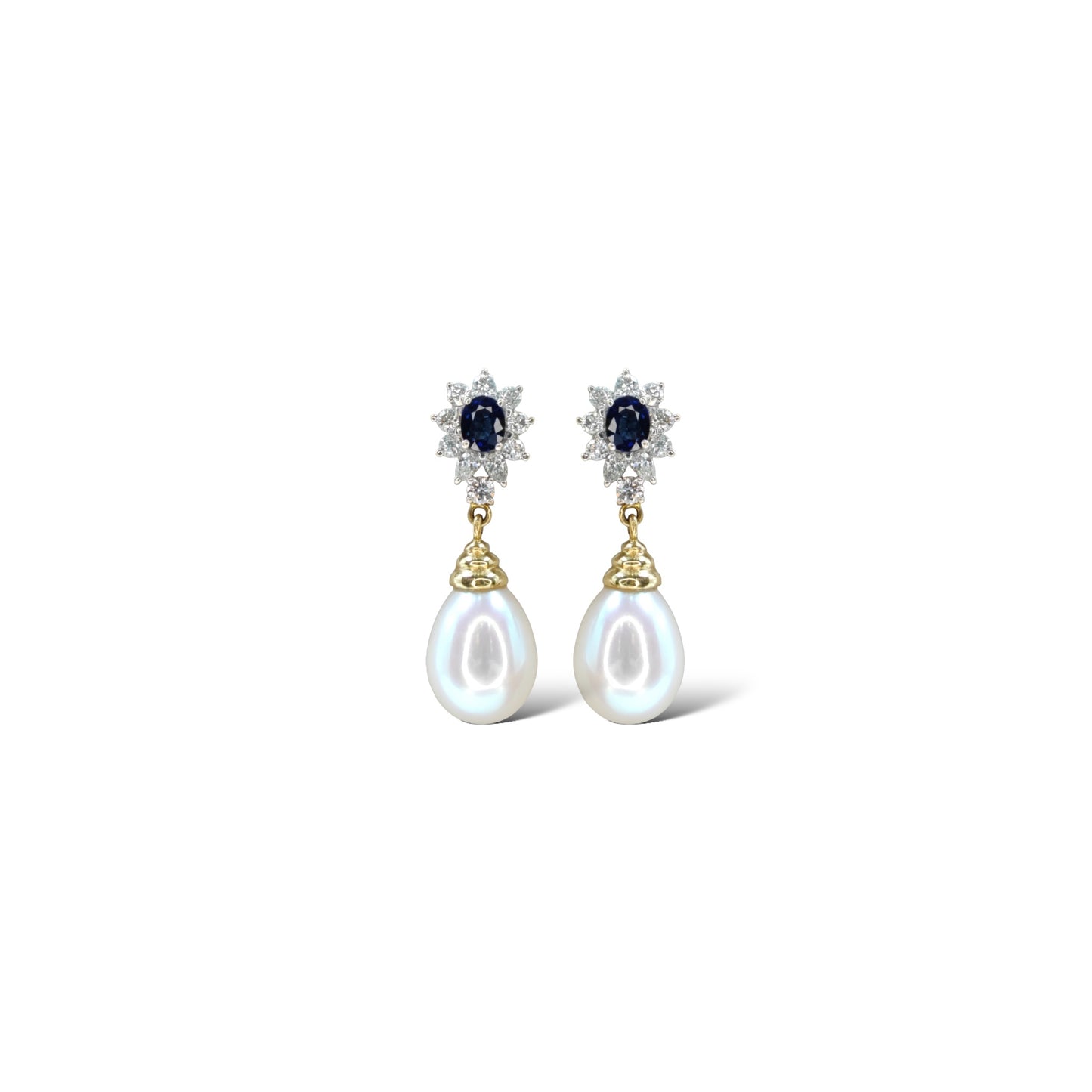 Blue sapphire & pearl Drops