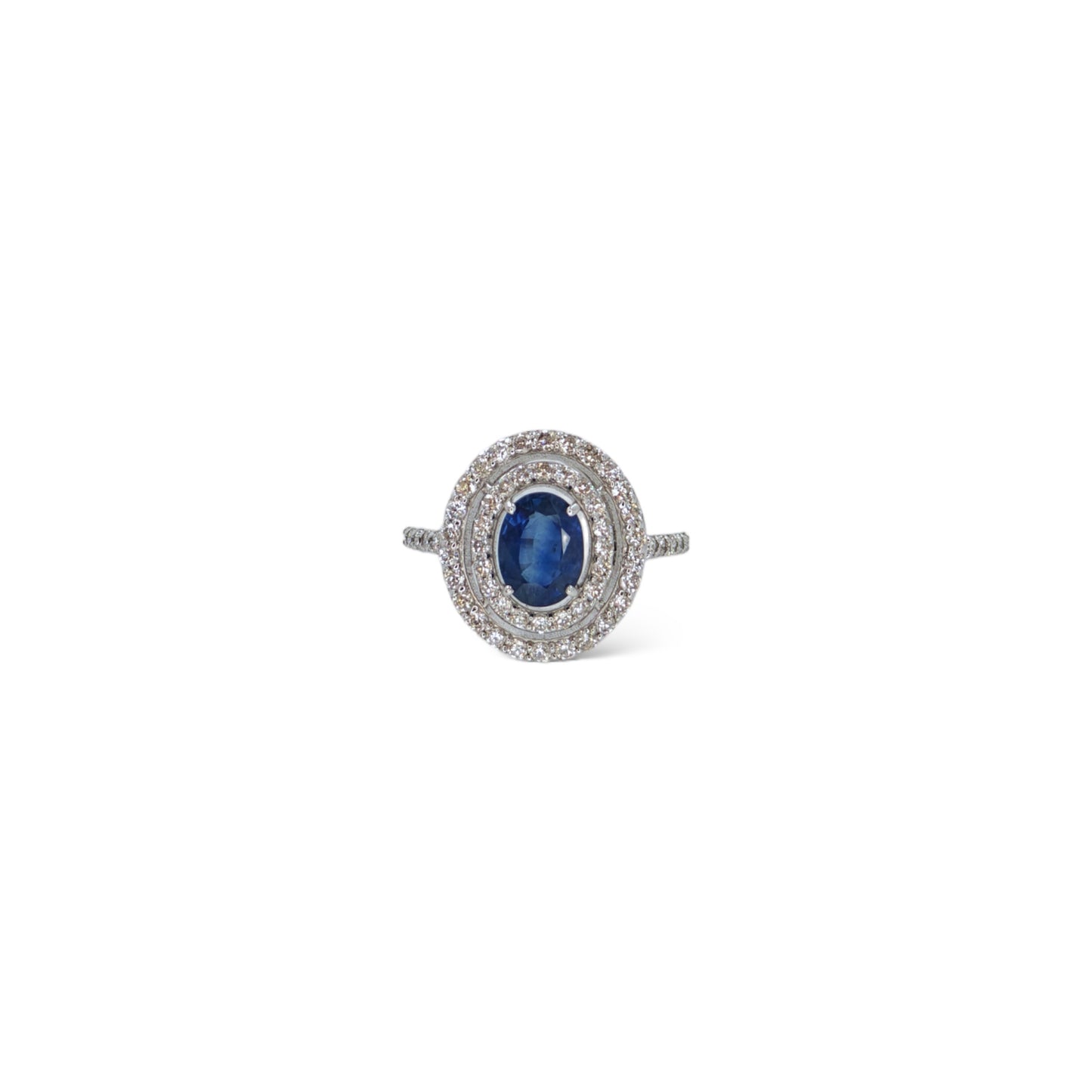 Blue Sapphire Double Cluster Ring