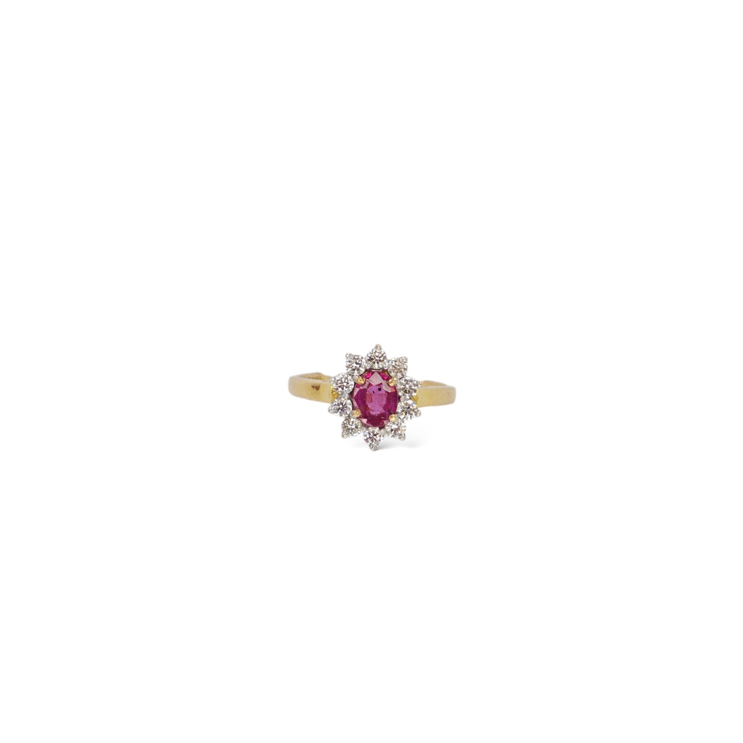 Ruby Diamond cluster Ring