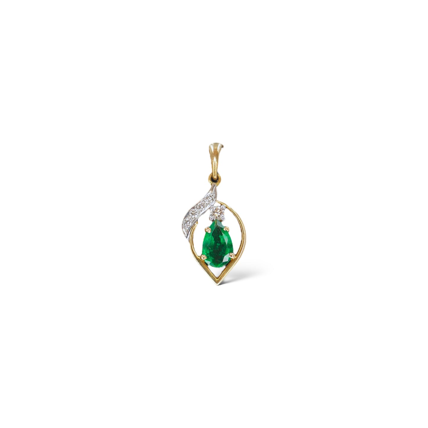 Pear Emerald & Diamond Pendant