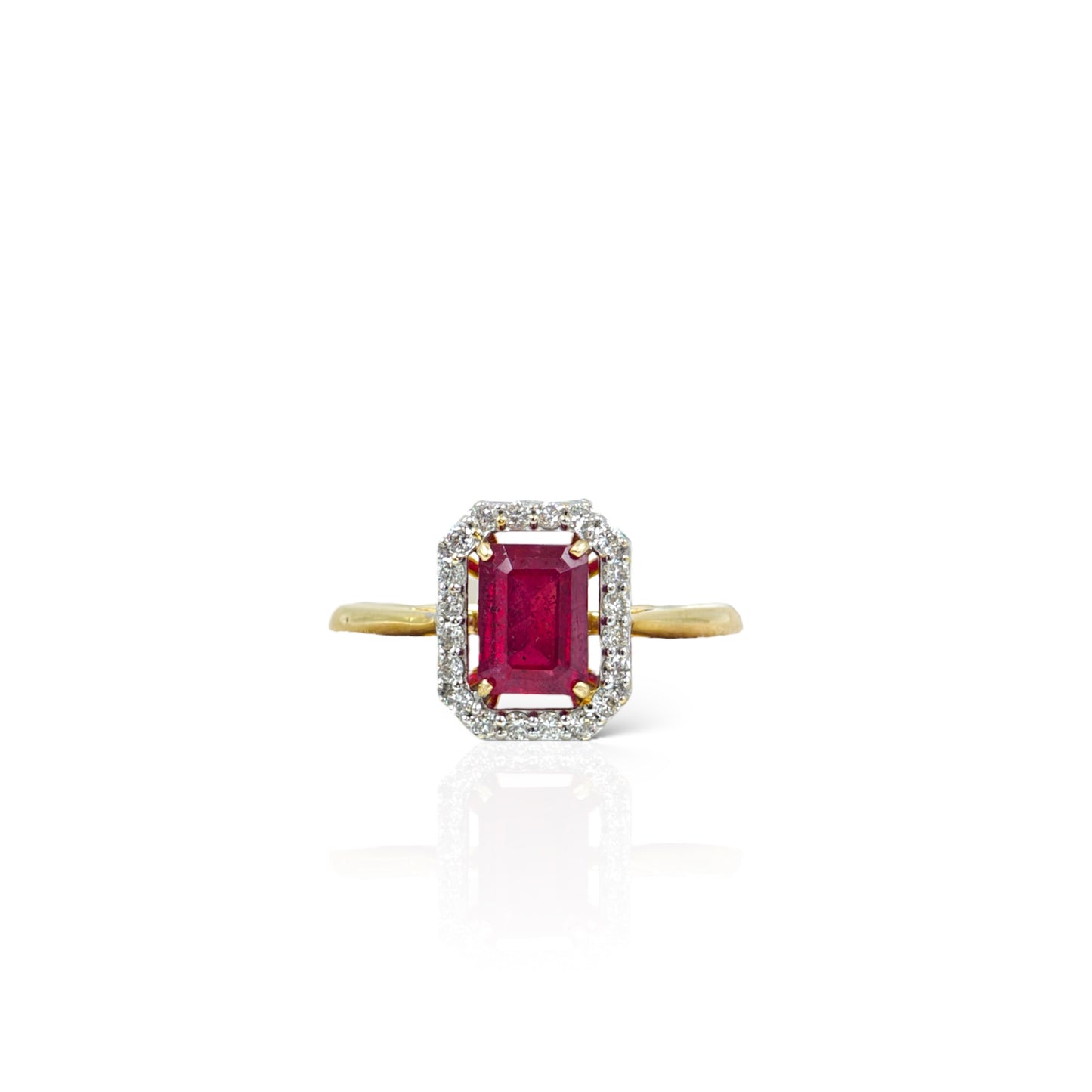 Square Ruby & diamond ring