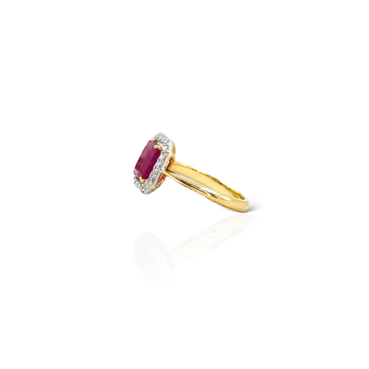 Square Ruby & diamond ring