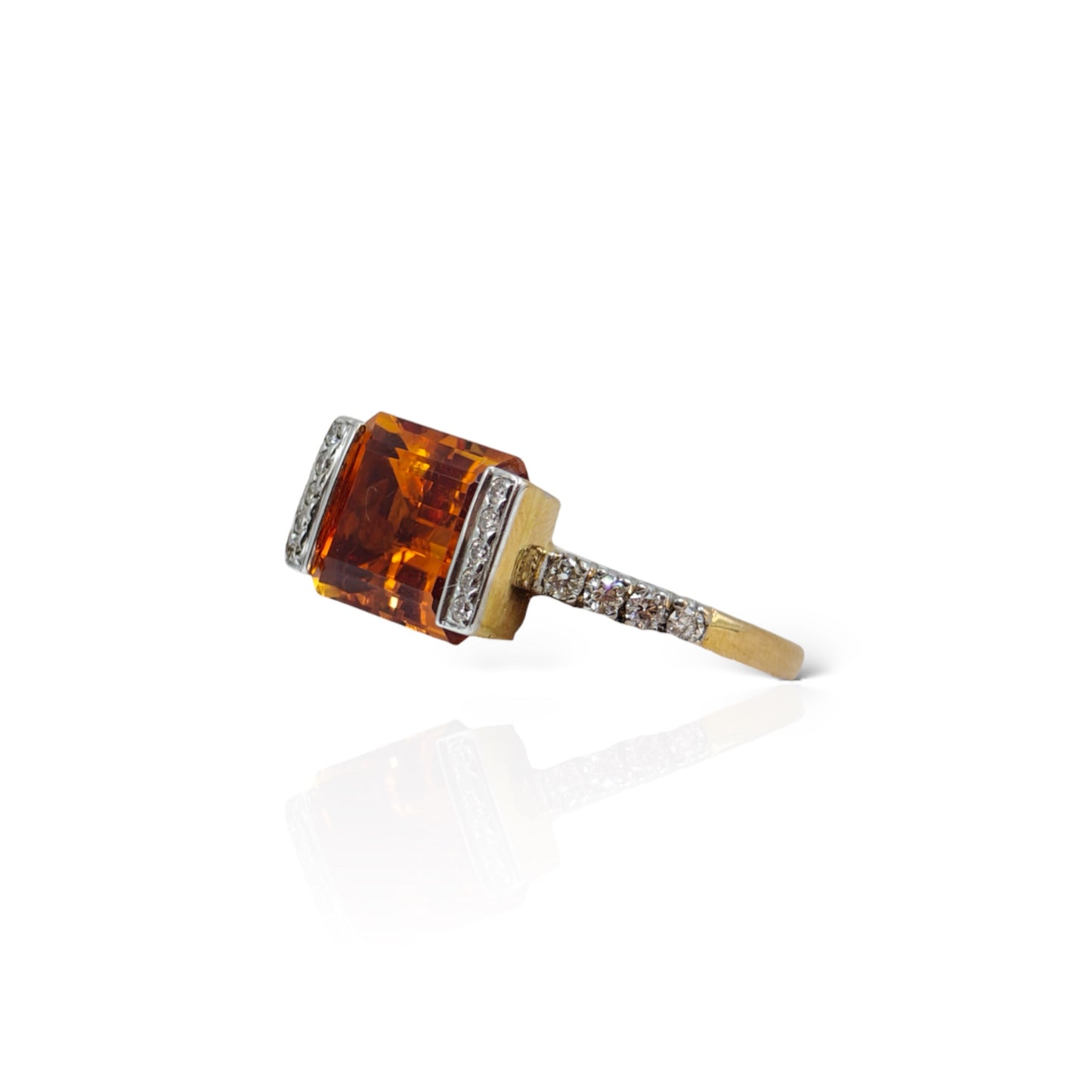 Golden Topaz & Diamond Ring