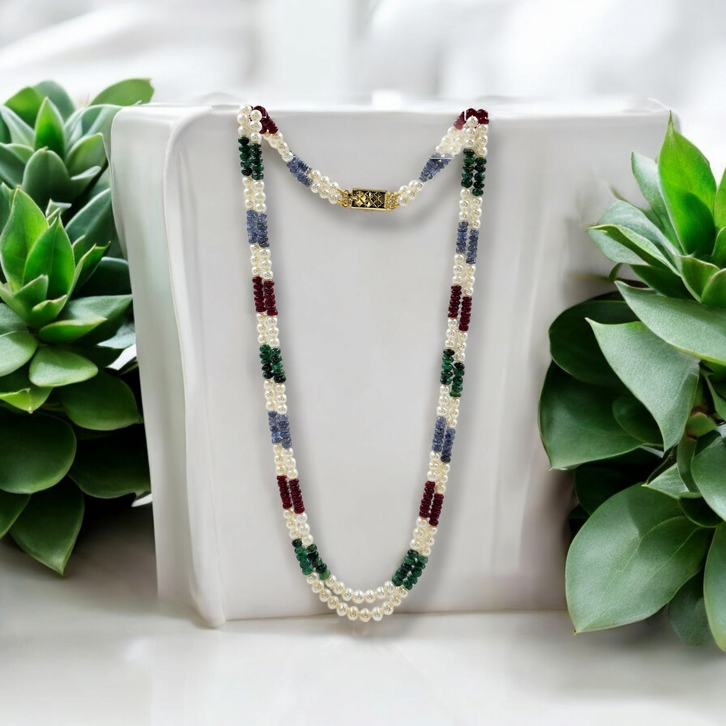Ruby Emerald Pearl & Sapphire String