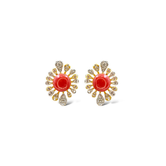 Coral & Diamond Earrings