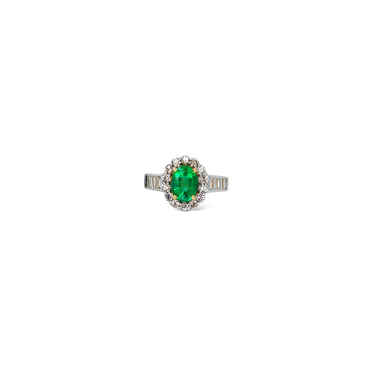 Emerald & Diamonds baguettes Ring