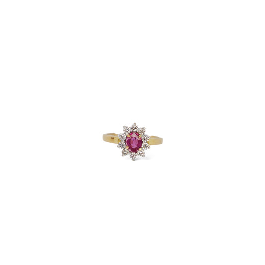 Ruby Diamond cluster Ring