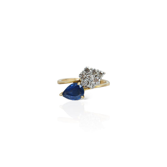 Pear Blue sapphire & Diamond Ring